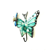 Load image into Gallery viewer, Turquoise Butterfly and Bee Wall Hook