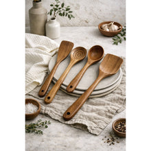 Load image into Gallery viewer, Nosara Teak Wood Kitchen Utensil Set – Natural Wooden Cooking Tools