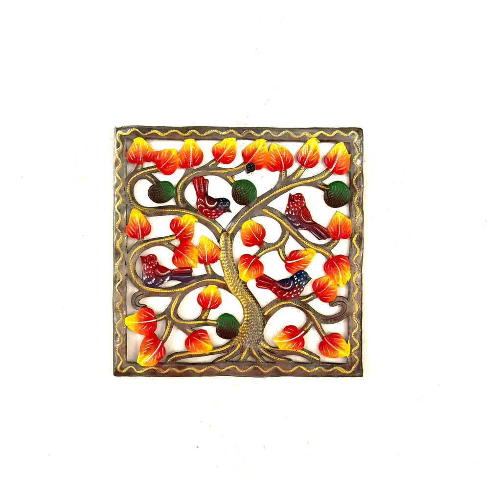 Small Square Birds with Golden Leaves