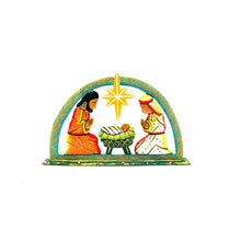 Load image into Gallery viewer, Arched Turquoise- Green Nativity