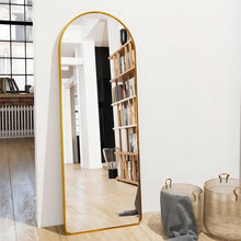 Load image into Gallery viewer, Gold Large Full Length Rounded Leaning Wall or Hanging Mirror