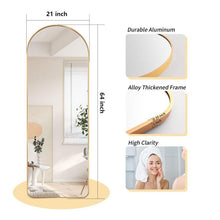 Load image into Gallery viewer, Gold Large Full Length Rounded Leaning Wall or Hanging Mirror