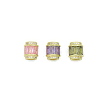 Load image into Gallery viewer, CZ Micro Pave Big Hole Drum Spacer Beads, Cubic Zirconia Large Hole Spacer Beads Ruby/Amethyst/Pink,10x12mm,1pc,sku#G268