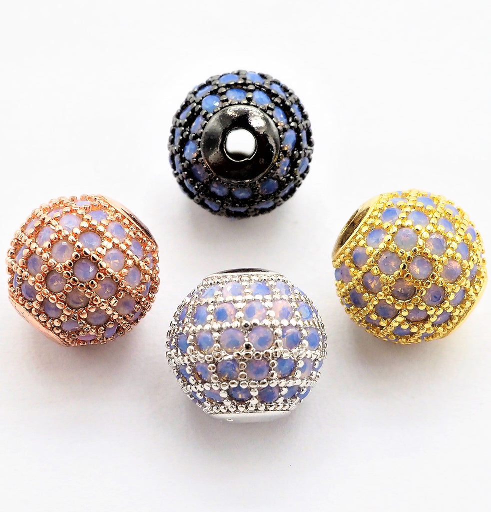 CZ Micro Pave white Opal Round Ball Bead, Cubic Zirconia Pave Beads,  Pave Shamballa Ball beads, CZ Space Beads 8mm/10mm,sku#G409