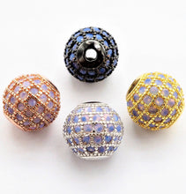 Load image into Gallery viewer, CZ Micro Pave white Opal Round Ball Bead, Cubic Zirconia Pave Beads,  Pave Shamballa Ball beads, CZ Space Beads 8mm/10mm,sku#G409