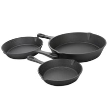 Load image into Gallery viewer, 3-Piece Cast Iron Cookware Set with 8-inch 6-inch and 10-inch Skillet Frying Pan