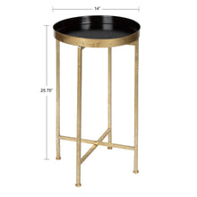 Load image into Gallery viewer, Gold Finish Metal Round Nightstand End Table with Removable Black Tray Top