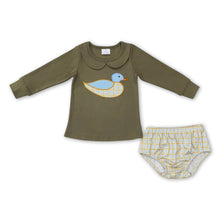 Load image into Gallery viewer, Duck long sleeves top plaid bummies baby kids outfits