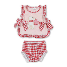 Load image into Gallery viewer, Sleeveless dog heart plaid top bummies girls valentines set