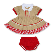 Load image into Gallery viewer, Gingerbread ruffle tunic bummies girls Christmas set