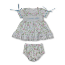Load image into Gallery viewer, Floral Mama's mini smocked tunic bummies girls set