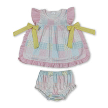 Load image into Gallery viewer, Pink flutter sleeves floral bow tunic bummies girls outfits