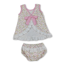Load image into Gallery viewer, Sleeveless floral ruffle top bummies baby girls summer set