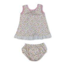 Load image into Gallery viewer, Sleeveless floral ruffle top bummies baby girls summer set