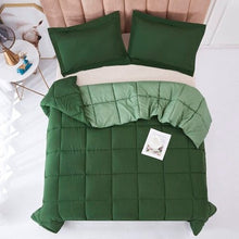 Load image into Gallery viewer, Full/Queen Traditional Microfiber Reversible 3 Piece Comforter Set in Green