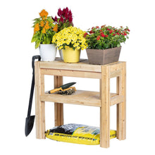 Load image into Gallery viewer, 2 Tier Adjustable Cedar Wood Garden Storage Shelves - Made In USA