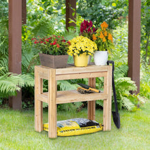Load image into Gallery viewer, 2 Tier Adjustable Cedar Wood Garden Storage Shelves - Made In USA
