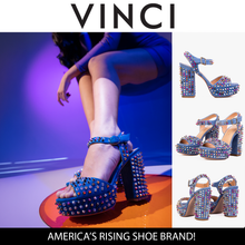 Load image into Gallery viewer, The Tampico Blue Suede Leather Spike Platform Heel Women Sandal