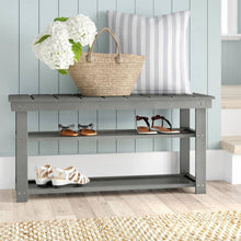 Load image into Gallery viewer, Grey Wood 2-Shelf Shoe Rack Storage Bench For Entryway or Closet