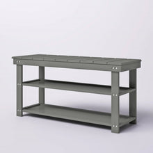 Load image into Gallery viewer, Grey Wood 2-Shelf Shoe Rack Storage Bench For Entryway or Closet