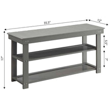 Load image into Gallery viewer, Grey Wood 2-Shelf Shoe Rack Storage Bench For Entryway or Closet