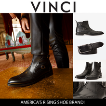 Load image into Gallery viewer, The Rand Black Leather Double Buckle Brogue Men Boot with a Zipper