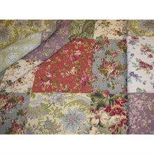 Load image into Gallery viewer, Red Green Blue Purple Yellow White 100-Percent Cotton Floral Patchwork Quilt Throw Blanket