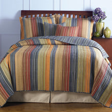 Load image into Gallery viewer, Full / Queen 100% Cotton Quilt Set with Red Orange Blue Brown Stripes
