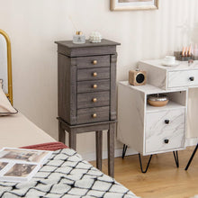 Load image into Gallery viewer, 5-Drawer Jewelry Armoire Cabinet with Top Mirror in Grey Wood Finish