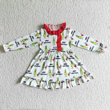 Load image into Gallery viewer, Green face long sleeves merry Christmas girls nightgown
