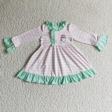Load image into Gallery viewer, Santa embroidery stripe baby girls Christmas gowns