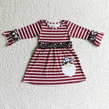 Load image into Gallery viewer, Santa embroidery stripe baby girls Christmas dresses