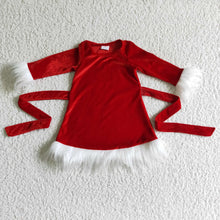 Load image into Gallery viewer, Faux fur velvet santa baby kids Christmas dresses