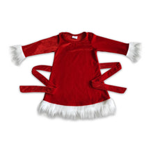 Load image into Gallery viewer, Faux fur velvet santa baby kids Christmas dresses