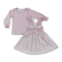 Load image into Gallery viewer, Pink shirt santa suspender dress girls Christmas set