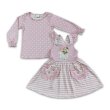Load image into Gallery viewer, Pink shirt santa suspender dress girls Christmas set