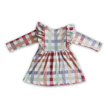 Load image into Gallery viewer, Flutter long sleeves plaid girls fall dress