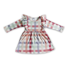 Load image into Gallery viewer, Flutter long sleeves plaid girls fall dress