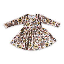 Load image into Gallery viewer, Football sunflower long sleeves baby girls team dress