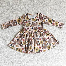 Load image into Gallery viewer, Football sunflower long sleeves baby girls team dress