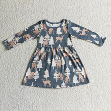 Load image into Gallery viewer, Deer Christmas tree apparel toddler girls dresses