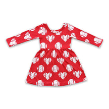 Load image into Gallery viewer, Baseball heart long sleeves baby girls dresses