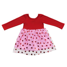 Load image into Gallery viewer, Red long sleeves heart tulle baby girls valentine's dresses