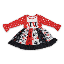 Load image into Gallery viewer, Heart lip long sleeves panel baby girls valentine's twirl dress