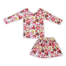 Load image into Gallery viewer, Cupcake heart snacks skirt set girls Valentine's clothes