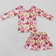 Load image into Gallery viewer, Cupcake heart snacks skirt set girls Valentine's clothes