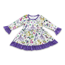 Load image into Gallery viewer, Purple castle mouse toddler girls Mardi Gras dresses