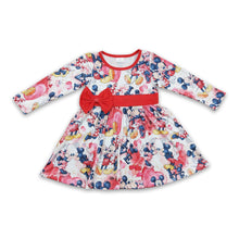 Load image into Gallery viewer, Red bow heart mouse toddler girls valentine's dresses