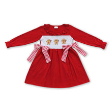 Load image into Gallery viewer, Gingerbread red long sleeves baby girls Christmas dress