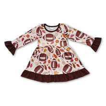 Load image into Gallery viewer, Football leaves long sleeves baby girls fall dresses